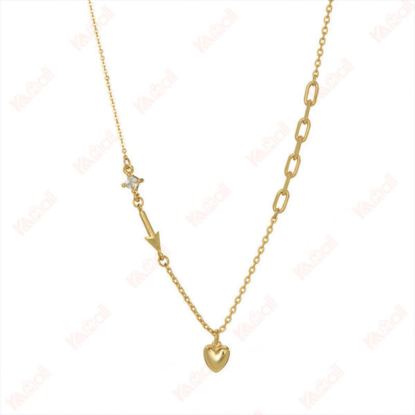 heart necklace water wave chain